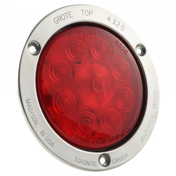 LAMPARA 10 LEDS 4 PULG ROJA C/ B DE A. INOX S/CONEC SUPER NOVA GROTE 53302-3